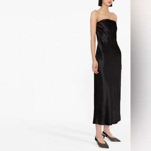 Reformation Joanna Dress Black Silk Strapless Formal Midi Maxi Size 12